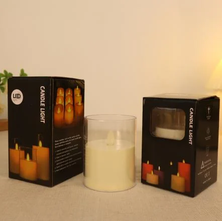 Moving-Flame Cup-Wax LED Pillar Candle, model TRL-019D
