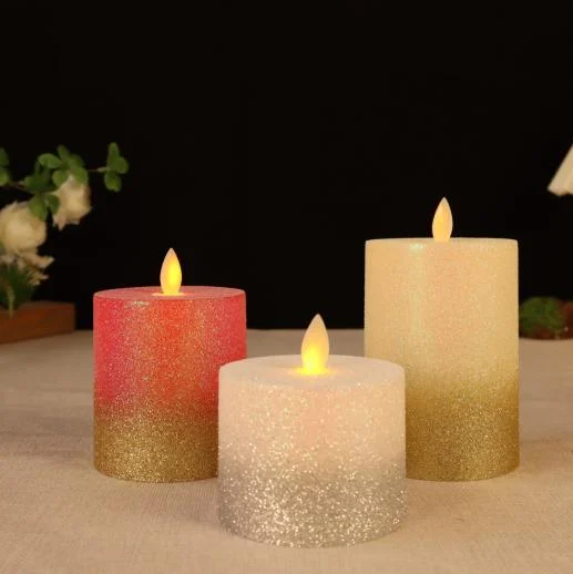 Moving-Flame LED Pillar Candle, model HJL-036